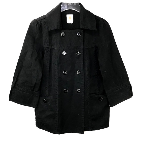 Anthropologie Jackets & Blazers - Anthropologie Tulle Black Pea Coat jacket Small